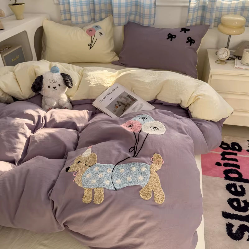 LD"Brown Stripe Bedding Comforter Set Pillowcase Bed Sheet Single Full Size Bed Linen Duvet Cover Set Queen/King Double Single Bed