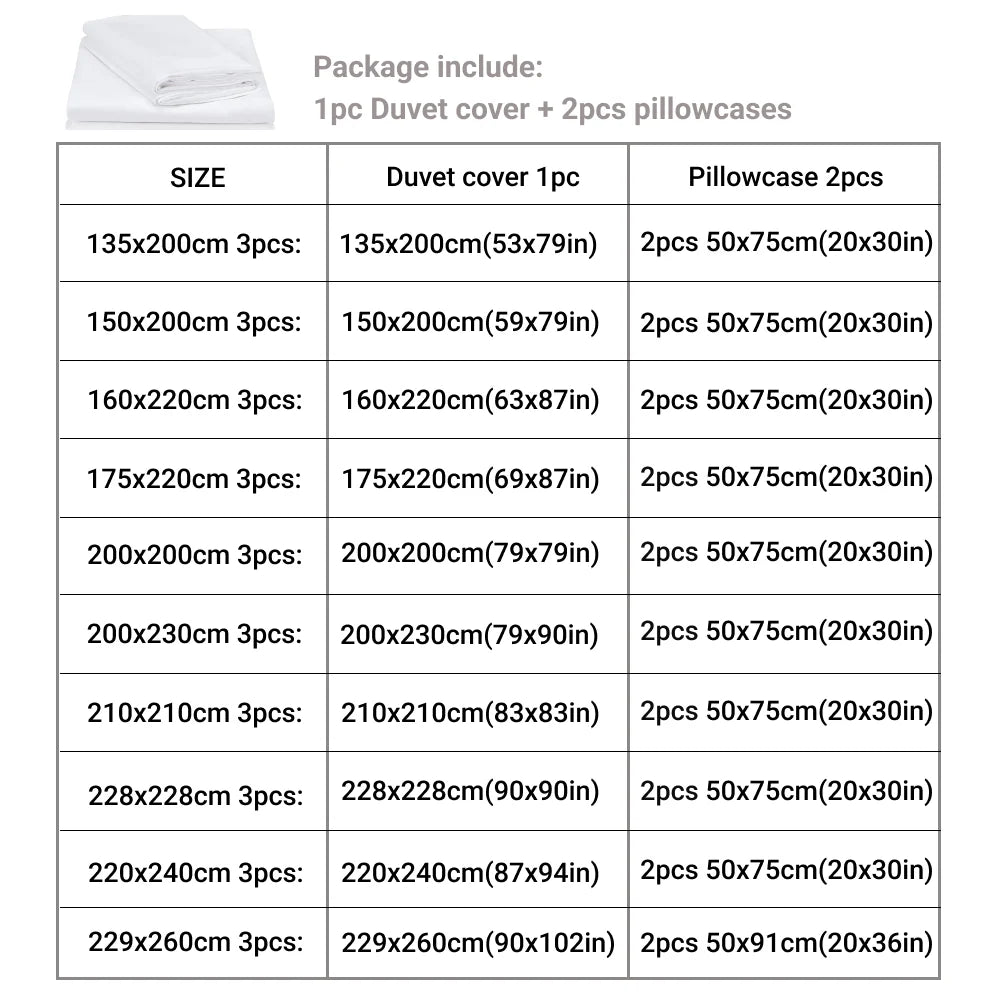 LD"3Pcs Duvet Cover Set with Pillow Case Double Comforter Bedding Set Quilt Cover Queen/King Couple or Single Bed