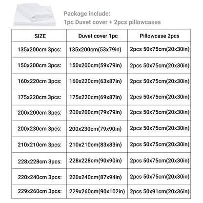 LD"3Pcs Duvet Cover Set with Pillow Case Double Comforter Bedding Set Quilt Cover Queen/King Couple or Single Bed