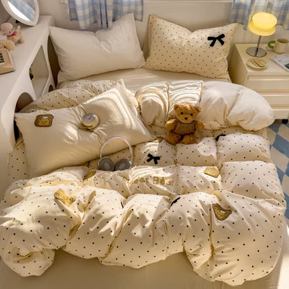 LD"Brown Stripe Bedding Comforter Set Pillowcase Bed Sheet Single Full Size Bed Linen Duvet Cover Set Queen/King Double Single Bed